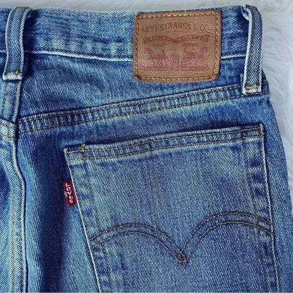 Levi's Raw Hem Button Fly Straight Leg Jeans Size 27 White Oak Cone Denim - Picture 5 of 10